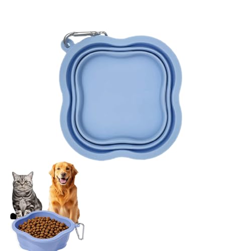 Faltbarer Hundenapf, 500 ML Tragbare Silikon Wassernapf Hund, Reisenapf Hunde Katzen mit Karabinerhaken für Unterwegs, Wandern Camping, Trinknapf Hund, Blau (Blau B) von CALLYSONIC