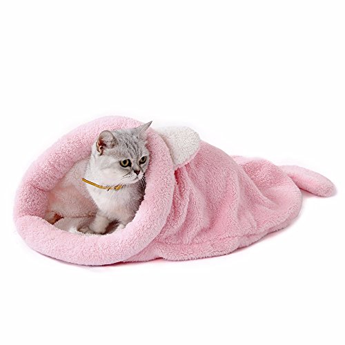CAMAL Katzenbett, Weiche Waschbare Haustier-Schlafsäcke für Katze und Hund (Groß, Rosa) von CAMAL
