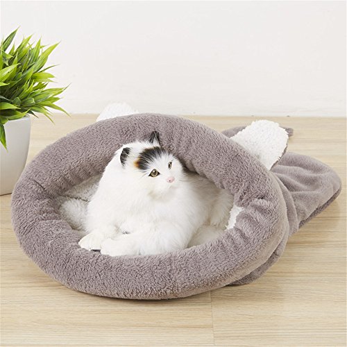 CAMAL Katzenbett, Weiche Waschbare Haustier-Schlafsäcke für Katze und Hund (Mittel, Grau) von CAMAL