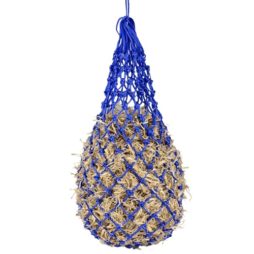 CAMATET Slow Feeder Heunetze, Futterbeutel für Pferde, extra dick, 101,6 cm, langsames Füttern, Heunetz mit 5,1 cm Löchern, Hängesäcke für Ziegen und Nutztiere (blau) von CAMATET