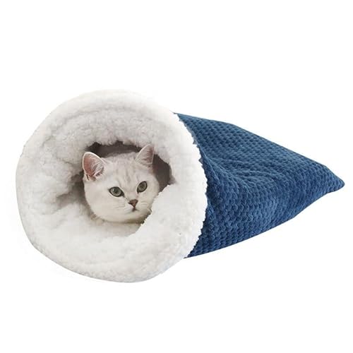 Katzenschlafsack Warmer Katzenbett Waschbar Katzendecke Haustier Kissen Katzen Kuschelhöhle Aus Fleece Katzenhöhle Katzen Schlafsack Kleines Haustierbett Für Katzen Hunde Bis Zu 6 Kg (blau1) von CAMEIRGOU