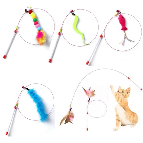 CAMITER 5 x Katzenspielzeug mit Federn, Katzenspielzeug, Federball, Mäuse, Fisch, interaktives Spielzeug, Katzenspielzeug CAMITER 5 x Katzenspielzeug mit Federn, Katzenspielzeug, Federball, Mäuse, Fisch, interaktives Spielzeug, Katzenspielzeug von CAMITER