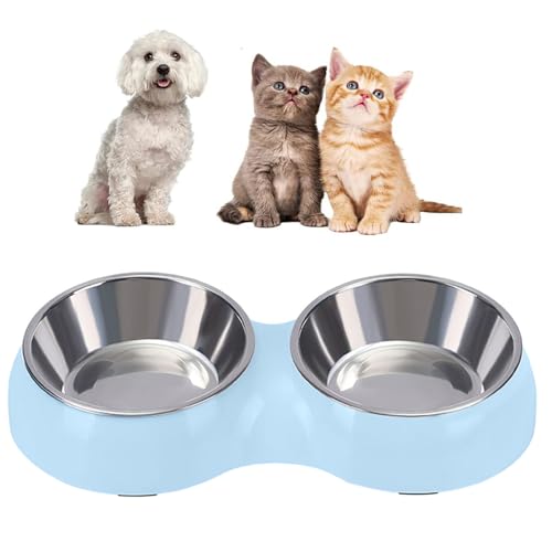 Camiter 2-in-1-Hundenapf, Edelstahl, Futter- und Wasser-Futterspender für Hunde und Katzen, multifunktionaler Futternapf, Hundenäpfe und Wassernäpfe (blau) von CAMITER