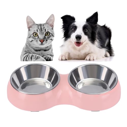 Camiter Hundenapf, Edelstahl, Futter- und Wassernapf für Hunde und Katzen, multifunktionaler Futternapf, Hundenäpfe und Wassernäpfe (Rosa), 2 Stück von CAMITER