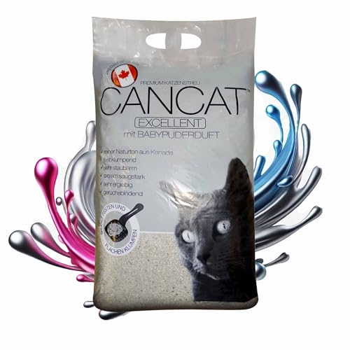 CANCAT 3x8 kg Excellent kanadische Premium Katzenstreu Klumpstreu - Babypuderduft von CANCAT