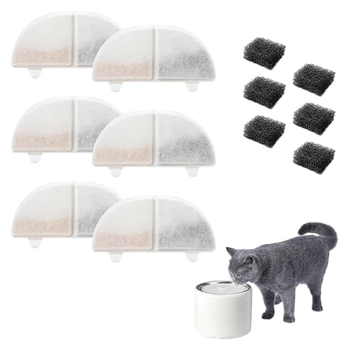 6+6 Stück Katzenbrunnen Filter, Trinkbrunnen Filter für 68oz/2L Trinkbrunnen für Katze Hunde Ersatzfilter WF20 CF20 von CANCYCC