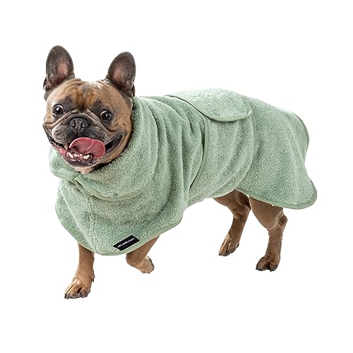 CANICOAT® Hundebademantel Lavari mit Handtuch, 100% Baumwolle, Oeko-TEX® Zertifiziert (Größe:1, Mintgrün) von CANICOAT
