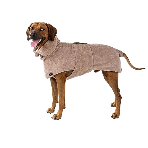 CANICOAT® Hundebademantel Lavari mit Handtuch, 100% Baumwolle, Oeko-TEX® Zertifiziert (Größe:10, Beige) von CANICOAT