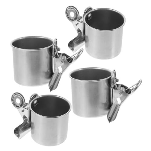 CANIGHT 4 Stück Vogelnäpfe, Futterspender Für Papageienkäfige, Edelstahl, Vogelfutter, Wassernäpfe Mit Klemme Für Kleine Vögel, Nymphensittiche Und Sittiche von CANIGHT