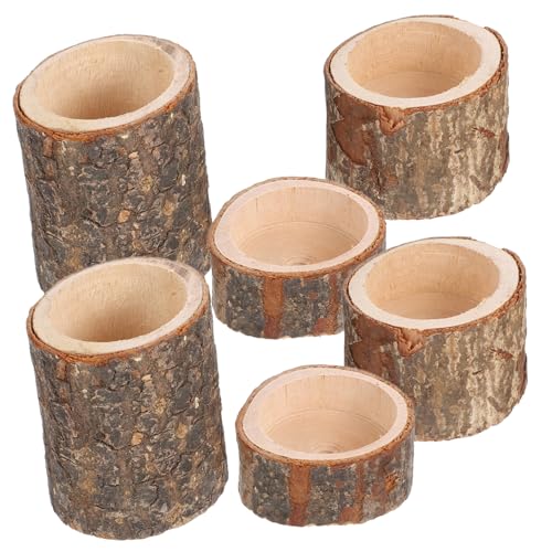 CANIGHT 6-teiliges Set Aus Holz Tischdekoration Luftpflanzenhalter Kerzenständer Teelichthalter Für Die Inneneinrichtung von CANIGHT
