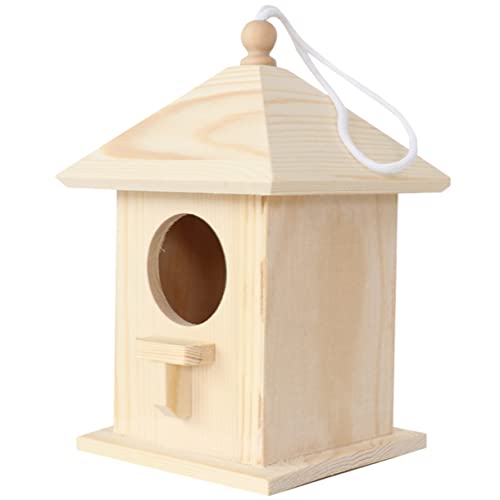CANIGHT Vogelhaus Für Kleine Vögel Dekoratives Hängendes Vogelhaus Ideal Für Garten Oder Balkon Wetterfest Und Perfekte Nistbox Für Wildvögel Natürliche Holzoptik von CANIGHT