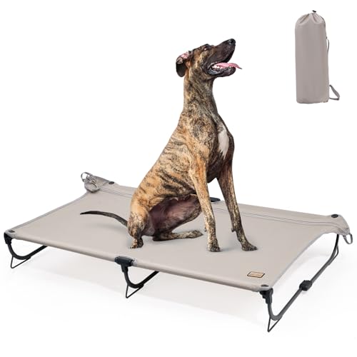 CANINE CANYON Daisy Cot, XL Faltbares erhöhtes Hundebett, tragbar, erhöht, für den Außenbereich, kühlend, kaufest, wasserdicht, strapazierfähig bis zu 72,6 kg, für Camping/Zuhause, Hellbraun, 124,5 x CANINE CANYON Daisy Cot, XL Faltbares erhöhtes Hundebett, tragbar, erhöht, für den Außenbereich, kühlend, kaufest, wasserdicht, strapazierfähig bis zu 72,6 kg, für Camping/Zuhause, Hellbraun, 124,5 x von CANINE CANYON