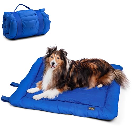 CANINE CANYON Reise-Hundebetten, faltbar, wasserabweisend, maschinenwaschbar, Hundebett für mittelgroße Hunde, tragbares Indoor/Outdoor-Hundebett für Camping, Parks oder Zuhause, Dunkelblau CANINE CANYON Reise-Hundebetten, faltbar, wasserabweisend, maschinenwaschbar, Hundebett für mittelgroße Hunde, tragbares Indoor/Outdoor-Hundebett für Camping, Parks oder Zuhause, Dunkelblau von CANINE CANYON