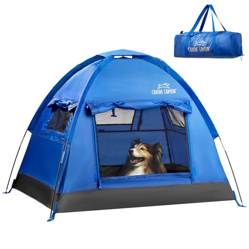 Canine Canyon Luna Tragbares Hundezelt, Indoor/Outdoor Hundehaus für Camping, wasserdichte Katzen- und Hundezelte mit Reißverschluss-Tür und Netzfenstern für Luftzirkulation und Belüftung für Strand Canine Canyon Luna Tragbares Hundezelt, Indoor/Outdoor Hundehaus für Camping, wasserdichte Katzen- und Hundezelte mit Reißverschluss-Tür und Netzfenstern für Luftzirkulation und Belüftung für Strand von CANINE CANYON