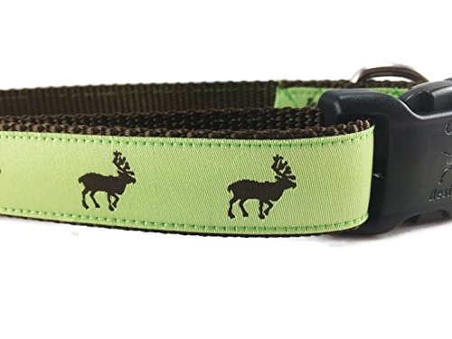 Elch-Hundehalsband, Caninedesign, Grün, 2,5 cm breit, verstellbar, Nylon, Größe M und L (Elch, Größe L 38,1–55,9 cm) von CANINEDESIGN QUALITY DOG COLLARS