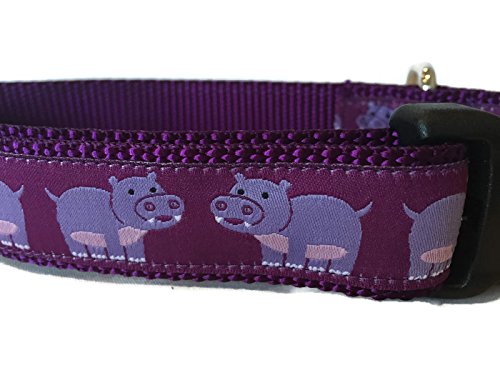 Hippo Hundehalsband, Caninedesign, 2,5 cm breit, verstellbar, Nylon, Größe M und L (Nilpferd, Größe L 38,1–55,9 cm) von CANINEDESIGN QUALITY DOG COLLARS