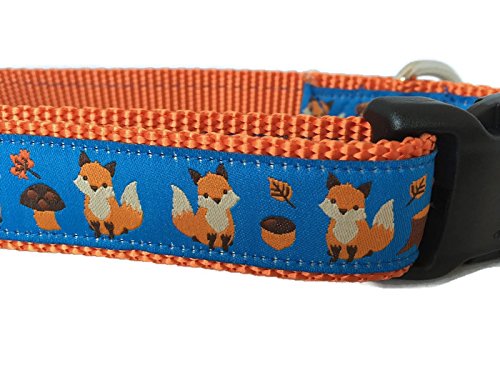 Hundehalsband, Herbst-Design, 2,5 cm breit, verstellbar, Nylon, Größe M und L (Fuchs, XL 45,7–66 cm) von CANINEDESIGN QUALITY DOG COLLARS