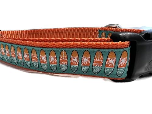 Ocean Hundehalsband, Caninedesign, Schnellverschluss-Schnalle, 2,5 cm breit, verstellbar, Nylon, Größe M und L (Surfboards, Größe L 38,1–55,9 cm) von CANINEDESIGN QUALITY DOG COLLARS
