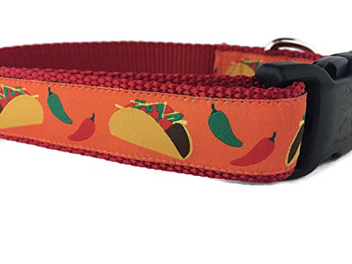 Taco Hundehalsband, Caninedesign, seitliche Schnalle, 2,5 cm breit, verstellbar, Nylon, Größe M und L (Taco, Größe L 38,1–55,9 cm) von CANINEDESIGN QUALITY DOG COLLARS