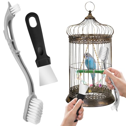2 Pcs Vogelkäfig Reiniger Pinsel, Langer Griff Werkzeug für die Reinigung Vogel Papagei Käfige Haustierversorgung Käfig Accessoire von CANIPHA