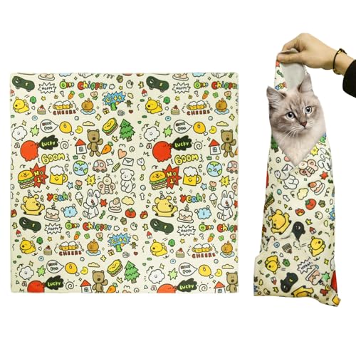CANIPHA 1Pcs Katzenwickel zum Krallenschneiden, Multifunktionsgewebe für Katzen mit Klettverschluss, Selbstklebender Katzenwickel, Katzenfessel zum Krallenschneiden, um Katzen vom Beißen Wrap von CANIPHA