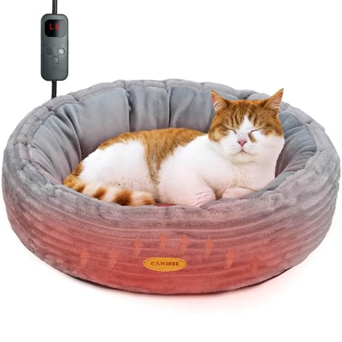 Beheiztes Katzenbett für Hauskatzen, 50,8 cm, elektrisches Katzenbett, beheiztes Haustierbett für Katzen und kleine Hunde, waschbar, beruhigend, rund, Donut-Haustierbett mit Heizkissen, für den Beheiztes Katzenbett für Hauskatzen, 50,8 cm, elektrisches Katzenbett, beheiztes Haustierbett für Katzen und kleine Hunde, waschbar, beruhigend, rund, Donut-Haustierbett mit Heizkissen, für den von CANMIL