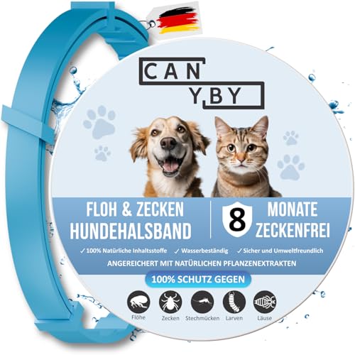 CANYBY Zeckenhalsband für Hunde - 100% Natürliche Inhaltsstoffe und Schutz vor Zecken & Flöhen bis zu 8 Monate - Wasserdicht & Verstellbar von CANYBY