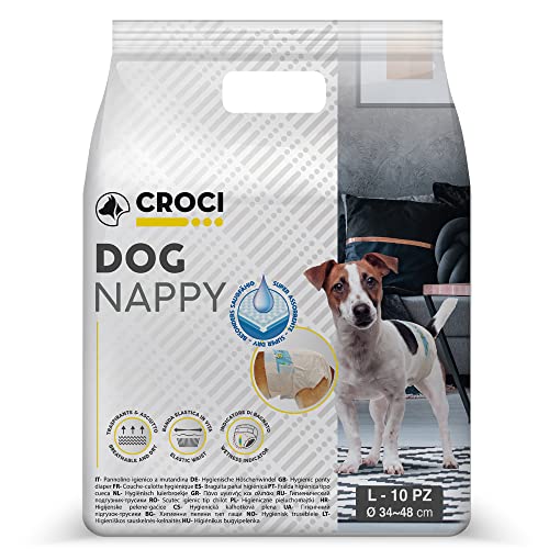 Croci CaniAmici C6020382 Hundewindel, Dog Nappy LG (35-45 cm), 6-10 kg, Inhalt 10 Stück von Croci