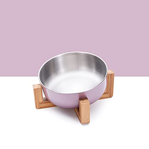 CAOJH Edelstahl-Katzenhundschüssel mit Holzständer Haustiernahrung und Wasserschüssel for Katzenhunde Lebensmittel Fütterung Feeder Welpen-Feeder-Lieferungen (Color : Purple Single Bowl) von CAOJH