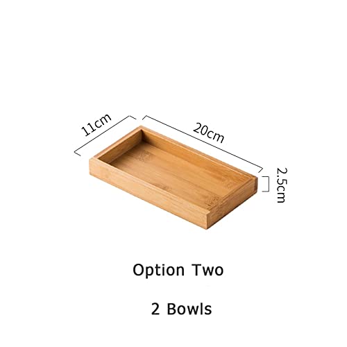 CAOJH Katze Welpen Square Keramik Schüssel mit Holzständer und Teller Robuste dauerhafte kleine Pet-Feeder Multiple Color Zubehör Liefert (Color : Option Two 2 Bowls) von CAOJH