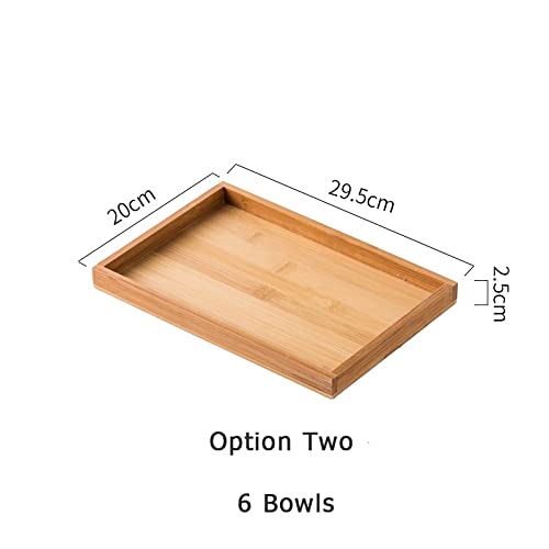 CAOJH Katze Welpen Square Keramik Schüssel mit Holzständer und Teller Robuste dauerhafte kleine Pet-Feeder Multiple Color Zubehör Liefert (Color : Option Two 6 Bowls) von CAOJH