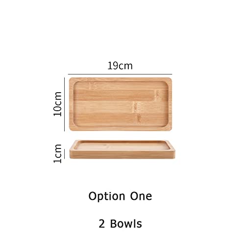 CAOJH Katze Welpen Square Keramik Schüssel mit Holzständer und Teller Robuste dauerhafte kleine Pet-Feeder Multiple Color Zubehör Liefert (Color : Option one 2 Bowls) von CAOJH