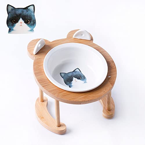 CAOJH Keramik Anti-Rutsch-Katze Doppelschüssel Haustiernahrung mit Anti-Rutsch-Klammern Katze Wasserschüssel Hund Feeder Pet Supplies Produktzubehör (Color : Single Bowl 3) von CAOJH