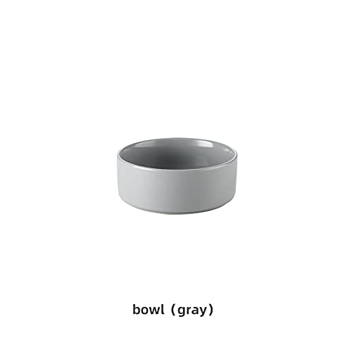 CAOJH Keramische Hunde Food Bowl mit Holzständer Erhöhte Katze Pet Fütterung und Wassereinzug for Hundewelpen Zubehör (Color : Gray, Size : 850ML Cat Dog) von CAOJH