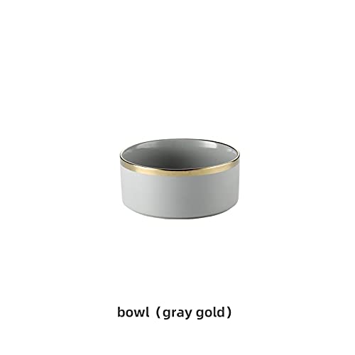 CAOJH Keramische Hunde Food Bowl mit Holzständer Erhöhte Katze Pet Fütterung und Wassereinzug for Hundewelpen Zubehör (Color : Gray Gold, Size : 850ML Cat Dog) von CAOJH