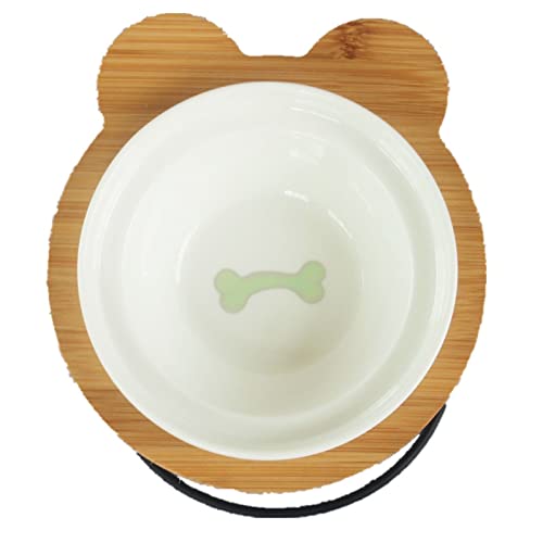 CAOJH Mode High-End Pet Bowl Verschiedene Cartoon-Muster Edelstahl-Regal-Keramik-Schüssel Fütterung und Trinkschalen for Hundekatze (Color : Light Grey) von CAOJH