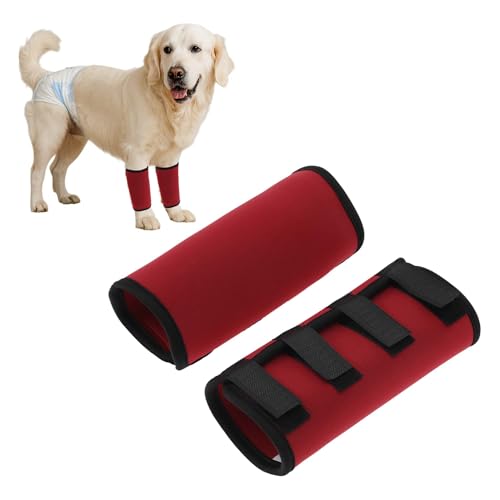 CAPASTEC 1 Paar Hund Vorderbein Gelenkstütze Sprunggelenk Wickelmanschette, Hund Vorderbein Schiene Knie Schutz Tier Operation Schaden Verband Wickel Rot Groß 22cm x 16.5cm von CAPASTEC