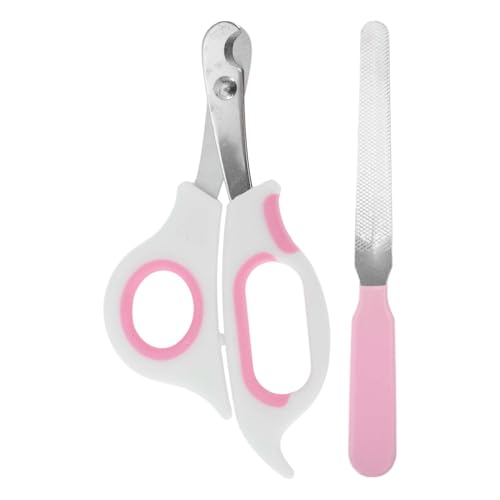 CAPASTEC 1 Set Krjedenschere, Katzenschere für Anfänger, Krjedenschere, mit Nagelfeile Liegt Gut in der Hand, Katzennagelschere, Weiß Rosa von CAPASTEC
