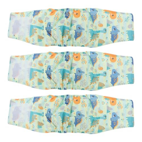 CAPASTEC 3er Pack Hundewindeln Für Männliche Hunde Wiederverwendbare Dino Muster Hundewindeln Auslaufsichere Inkontinenzhosen Für Hunde Verstellbare Bauchbinde Für Urinieren Medium von CAPASTEC