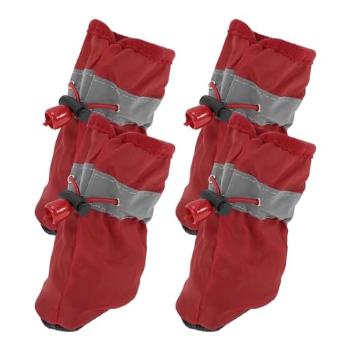 CAPASTEC 4 Stück Pfotenschutz Für Hunde Pfotenschutz Hundeschaden wasserdichte Socken Hundeschuhe Mit Verstellbaren Riemen Indoor Outdoor Größe 2 Rot von CAPASTEC