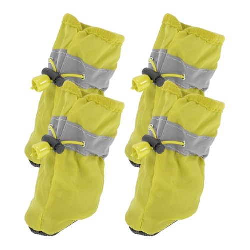 CAPASTEC 4 Stück Pfotenschutz Für Hunde Pfotenschutz Hundeschaden wasserdichte Socken Hundeschuhe Mit Verstellbaren Riemen Indoor Outdoor Größe 3 Gelb von CAPASTEC