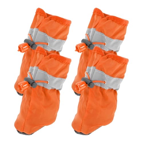 CAPASTEC 4 Stück Pfotenschutz Für Hunde Pfotenschutz Hundeschäden wasserdichte Socken Hundeschuhe Mit Verstellbaren Riemen Indoor Outdoor Größe 7 Orange von CAPASTEC