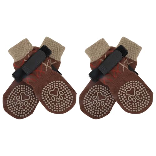 CAPASTEC 4 Stück rutschfeste Hundesocken Mit Verstellbaren Klebebändern, Hundesocken Für Hunde, Pfotenschutz Für Hartböden, XL, Braun CAPASTEC 4 Stück rutschfeste Hundesocken Mit Verstellbaren Klebebändern, Hundesocken Für Hunde, Pfotenschutz Für Hartböden, XL, Braun von CAPASTEC