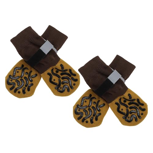 CAPASTEC 4 Stück rutschfeste Hundesocken mit reflektierenden verstellbaren Bändern, Haustier-Socken für Hunde, Pfoten-Schutz für Holzböden, Braun, Groß CAPASTEC 4 Stück rutschfeste Hundesocken mit reflektierenden verstellbaren Bändern, Haustier-Socken für Hunde, Pfoten-Schutz für Holzböden, Braun, Groß von CAPASTEC