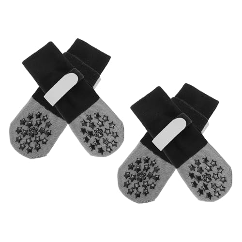 CAPASTEC 4 Stück rutschfeste Hundesocken mit reflektierenden verstellbaren Bändern, Haustier-Socken für Hunde, Pfoten-Schutz für Holzböden, Schwarz Grau, x Klein CAPASTEC 4 Stück rutschfeste Hundesocken mit reflektierenden verstellbaren Bändern, Haustier-Socken für Hunde, Pfoten-Schutz für Holzböden, Schwarz Grau, x Klein von CAPASTEC