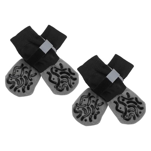 CAPASTEC 4 Stück rutschfeste Hundesocken mit reflektierenden verstellbaren Bändern, Haustier-Socken für Hunde, Pfotenschutz für Hunde auf Holzböden, Schwarz Grau, x Klein CAPASTEC 4 Stück rutschfeste Hundesocken mit reflektierenden verstellbaren Bändern, Haustier-Socken für Hunde, Pfotenschutz für Hunde auf Holzböden, Schwarz Grau, x Klein von CAPASTEC