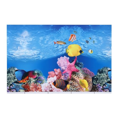 CAPASTEC Aquarium-Hintergrund, Meeresposter, doppelseitig, Meereskorallenfische, Hintergrunddekor-Aufkleber für Aquarium, 42 x 30 cm, mehrfarbig von CAPASTEC