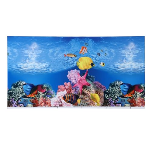 CAPASTEC Aquarium-Hintergrund, Meeresposter, doppelseitig, Meereskorallenfische, Hintergrunddekor-Aufkleber für Aquarium, 52 x 30 cm, mehrfarbig von CAPASTEC