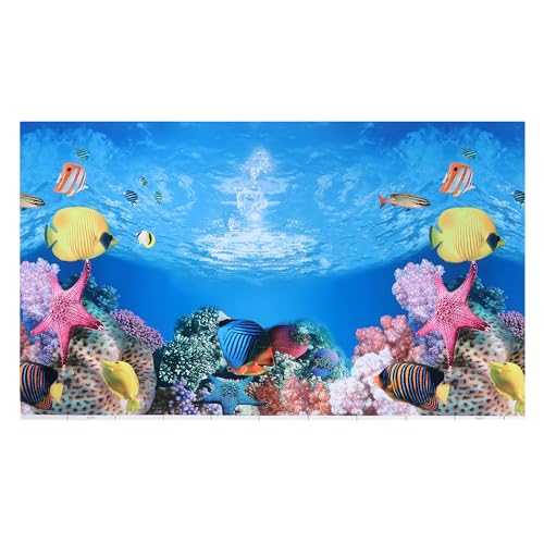 CAPASTEC Aquarium-Hintergrund-Poster, doppelseitig, Meereskorallenfische, Hintergrunddekor-Aufkleber für Aquarium, 102 x 60 cm (mehrfarbig) von CAPASTEC