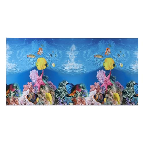 CAPASTEC Aquarium-Hintergrund-Poster, doppelseitig, Meereskorallenfische, Hintergrunddekor-Aufkleber für Aquarium, 150 x 80 cm, mehrfarbig von CAPASTEC